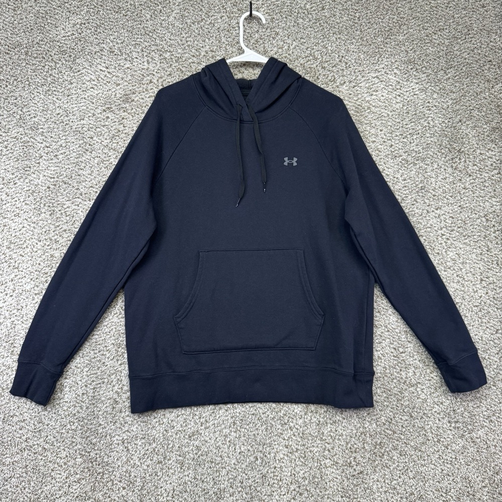 Under Armour Hoodie Sweatshirt Men's Size Large Black Pullover Loose Heat Gear
